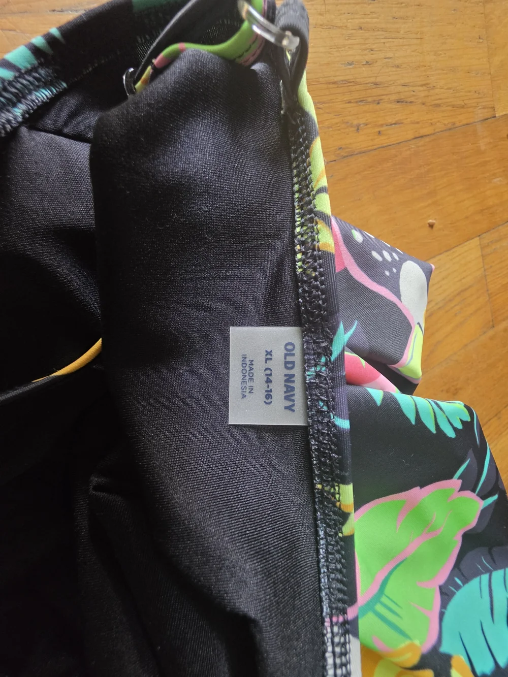 Old Navy Black Tropical Floral Kids One-Piece Swimsuit